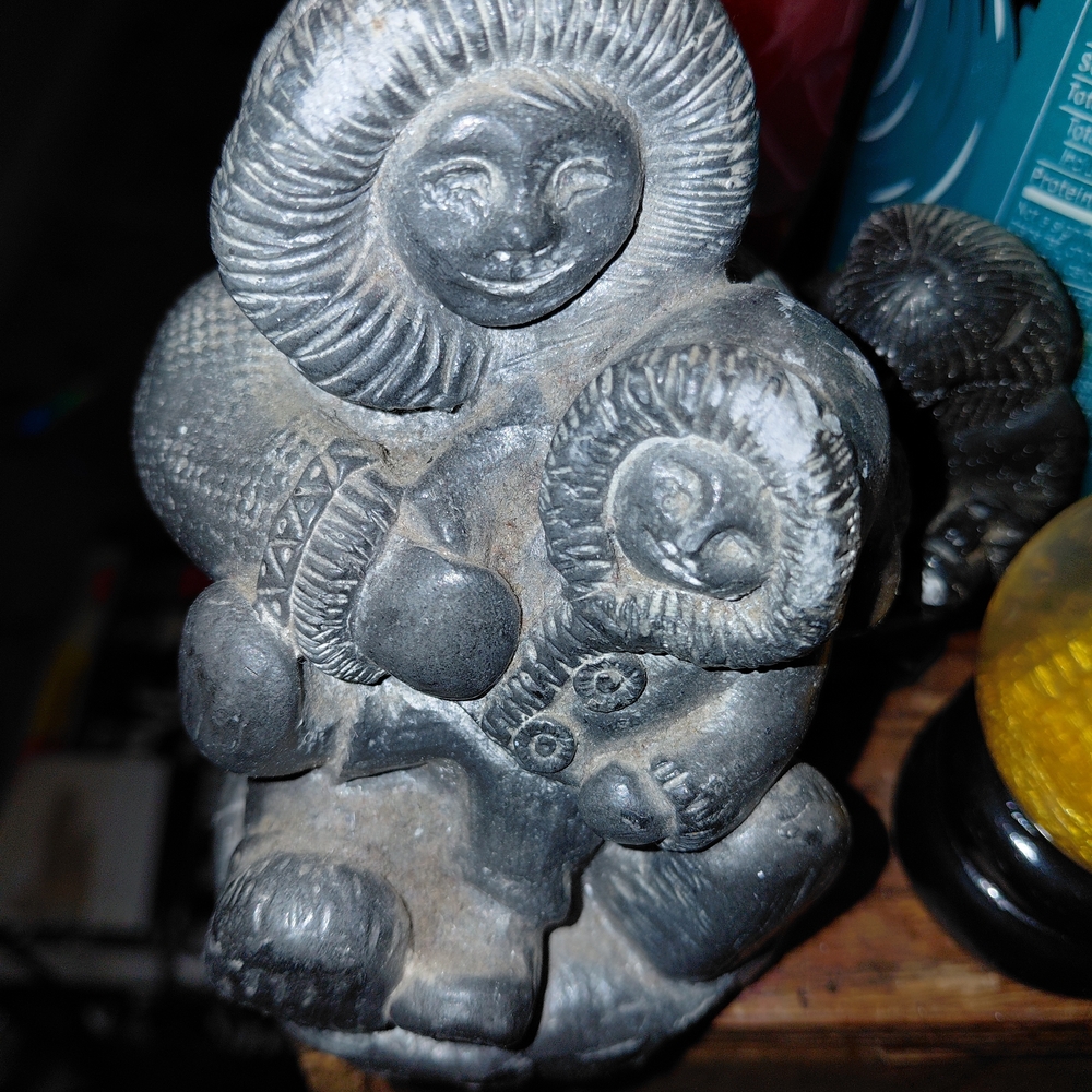 Handcrafted Gray Inuit Stone Sculpture